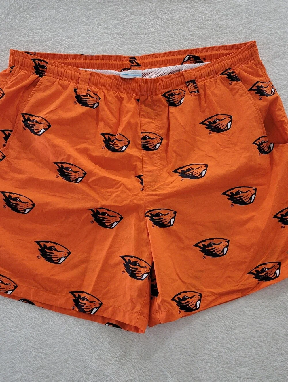 Oregon State University Columbia PFG Shorts Men's Sz XL Orange Beavers Logo AOP
